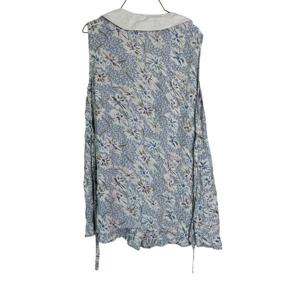Take Nine Maternity VINTAGE white blue floral button front tank top LARGE - Picture 5 of 7